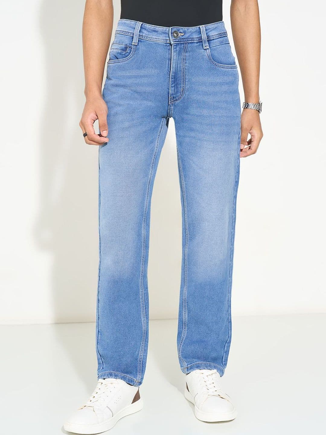 SF JEANS by Pantaloons Men Straight Fit Mid-Rise Light Fade Jeans - view 1