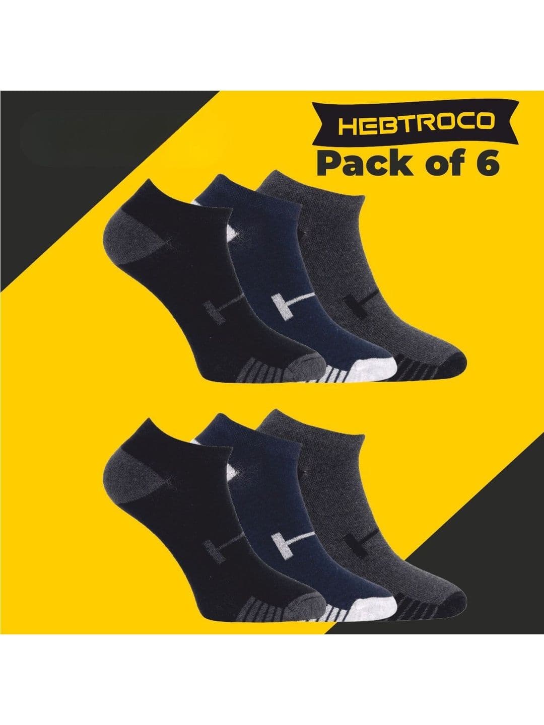 HEBTROCO Unisex Pack Of 6 Striped Ankle Length Socks - view 1