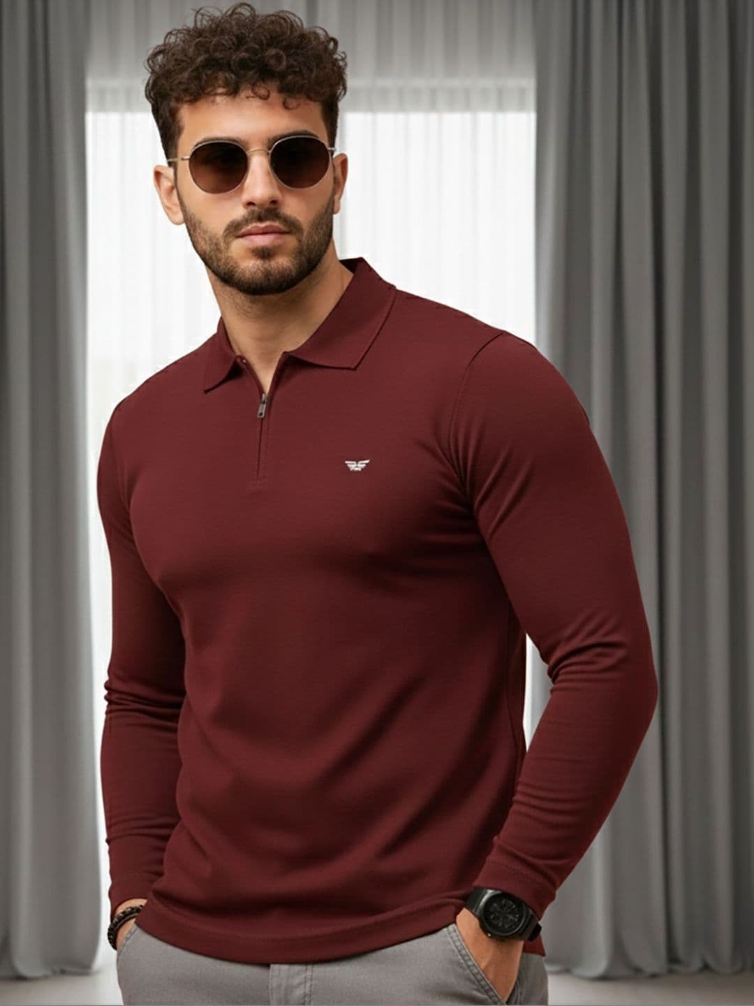XYRIS Men Brand Logo Polo Collar T-shirt - view 1