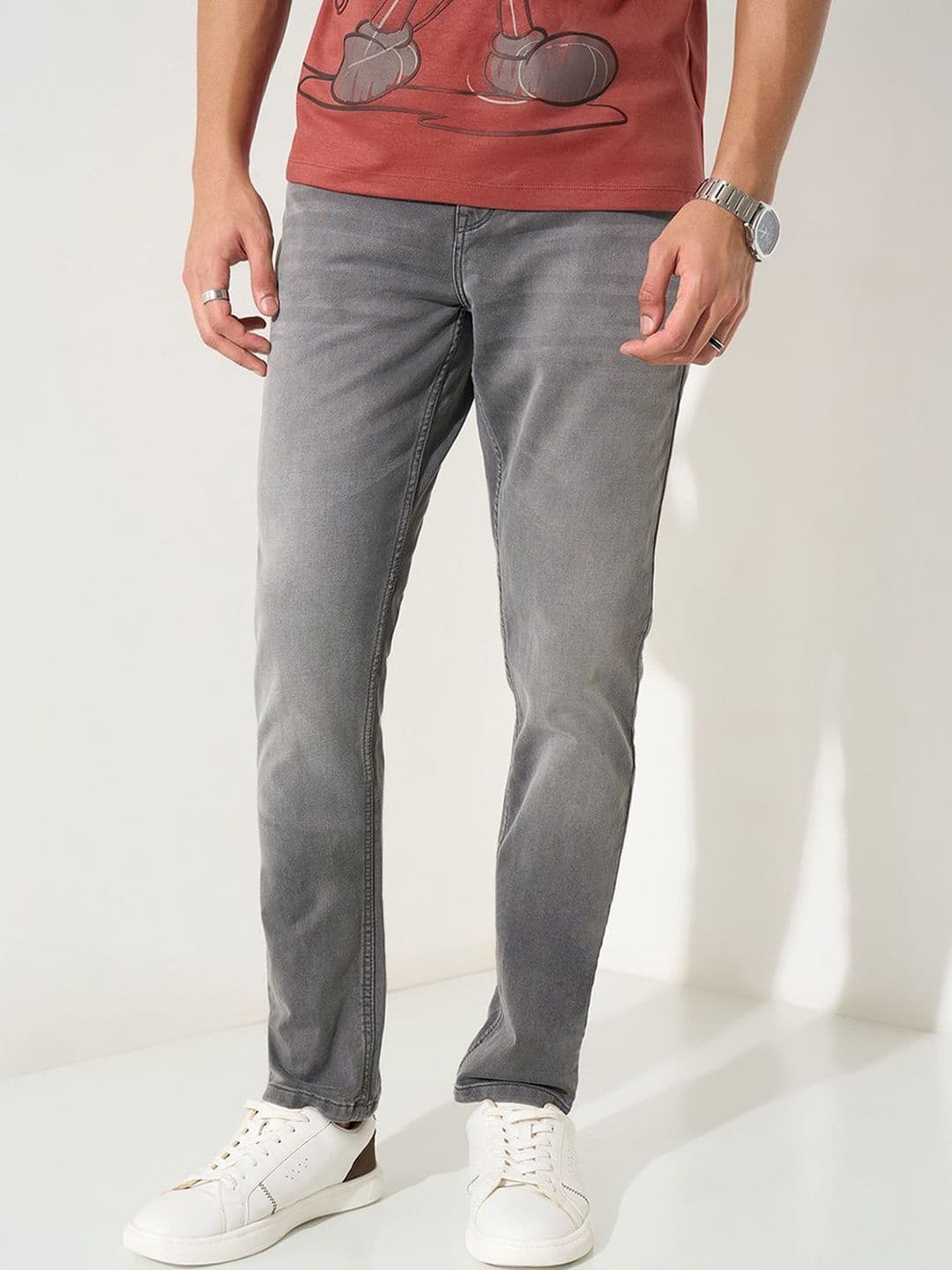SF JEANS by Pantaloons Men Slim Fit Mid-Rise Light Fade Jeans - view 1