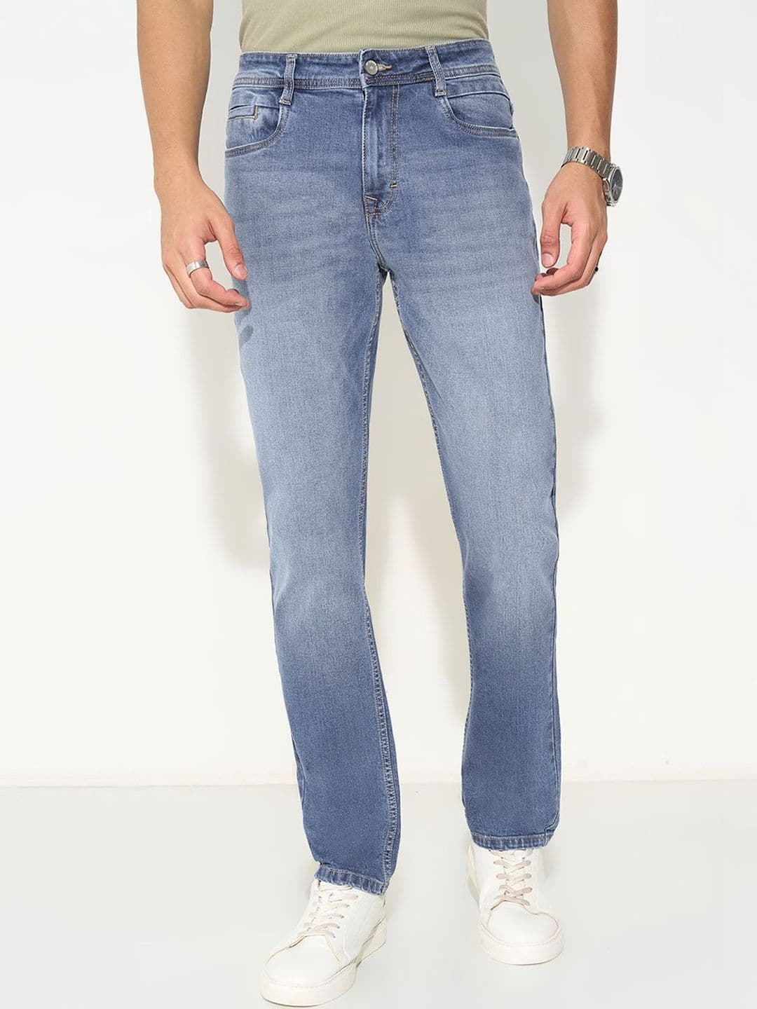 SF JEANS by Pantaloons Men Slim Fit Mid-Rise Light Fade Jeans - view 1