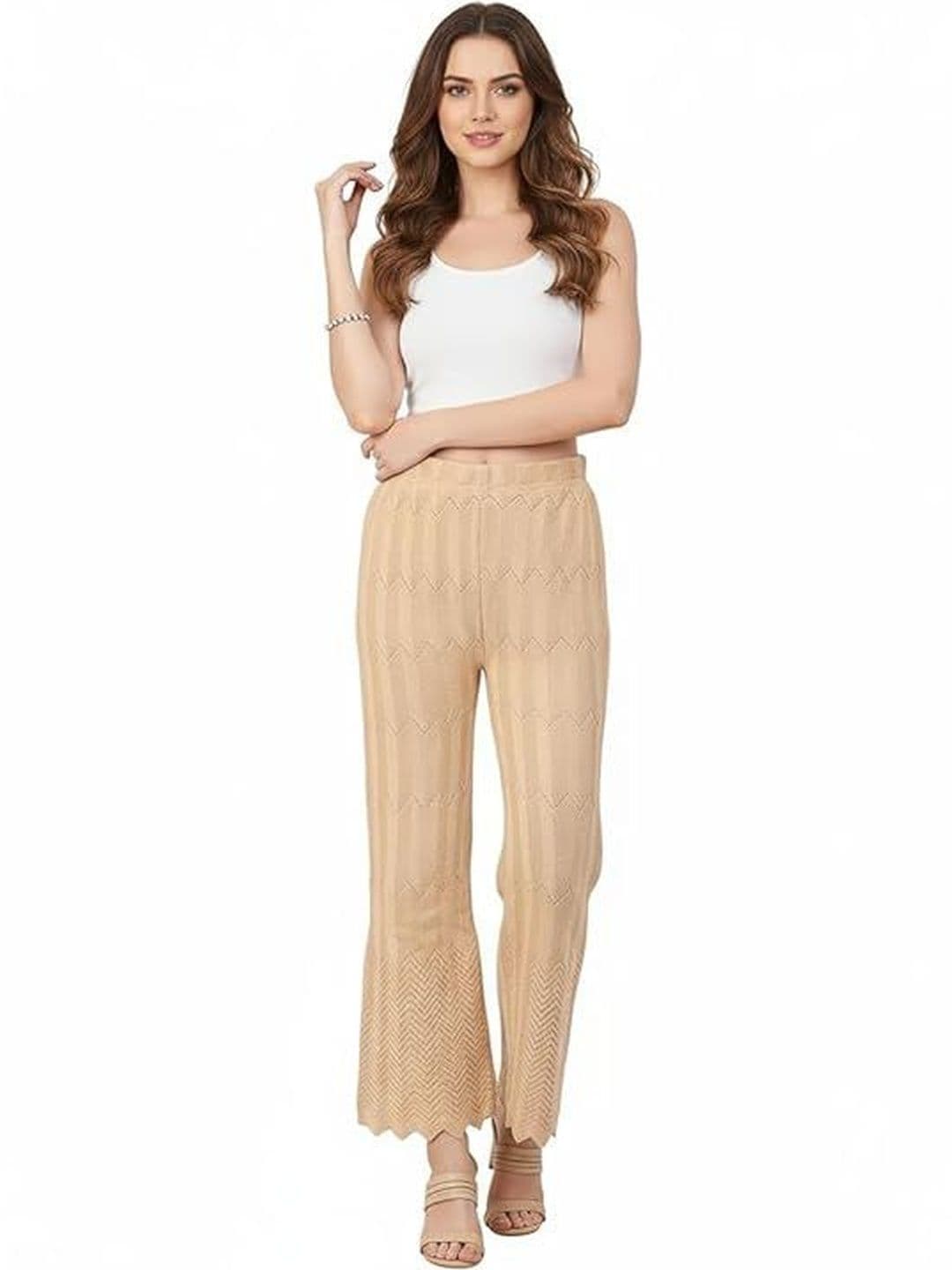 Thrifty Thread Women Knitted Cropped Palazzos - view 1