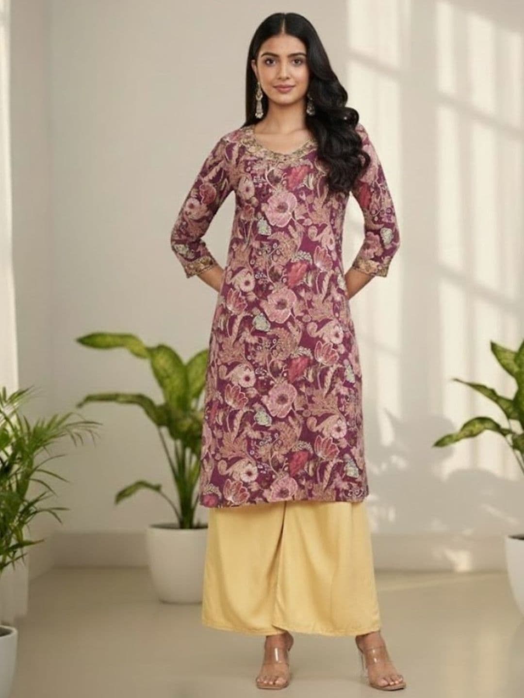 GULMEHAK Women Floral Daily Cotton Straight Kurta - view 1