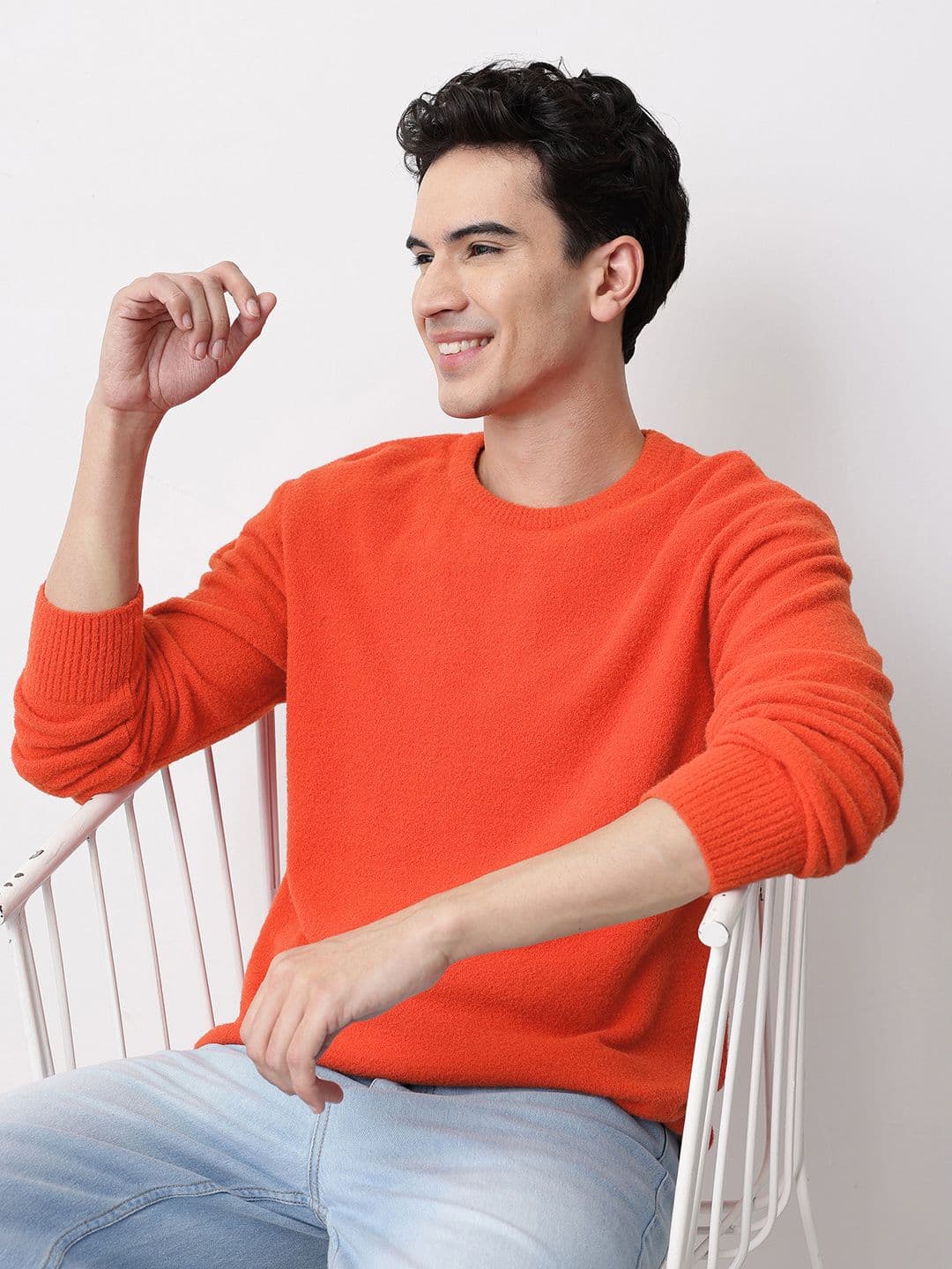 Mast & Harbour Round Neck Pullover with Fuzzy Detail - view 1