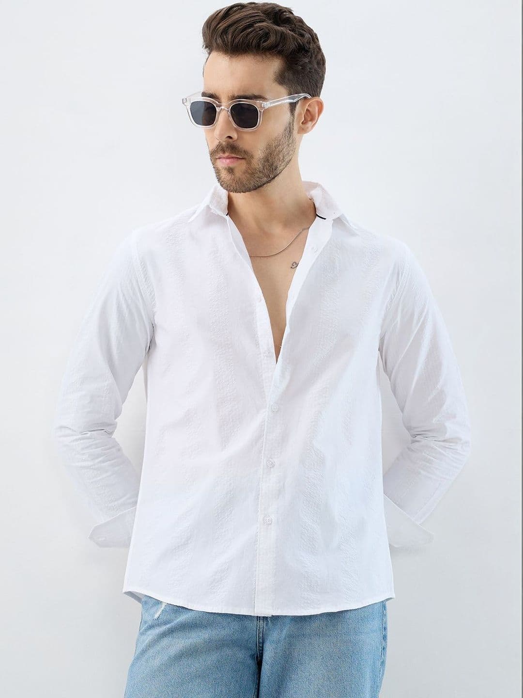VASTRADO Minimalist Pure Stripes Cotton Long Sleeves Slim Fit Shirt - view 1