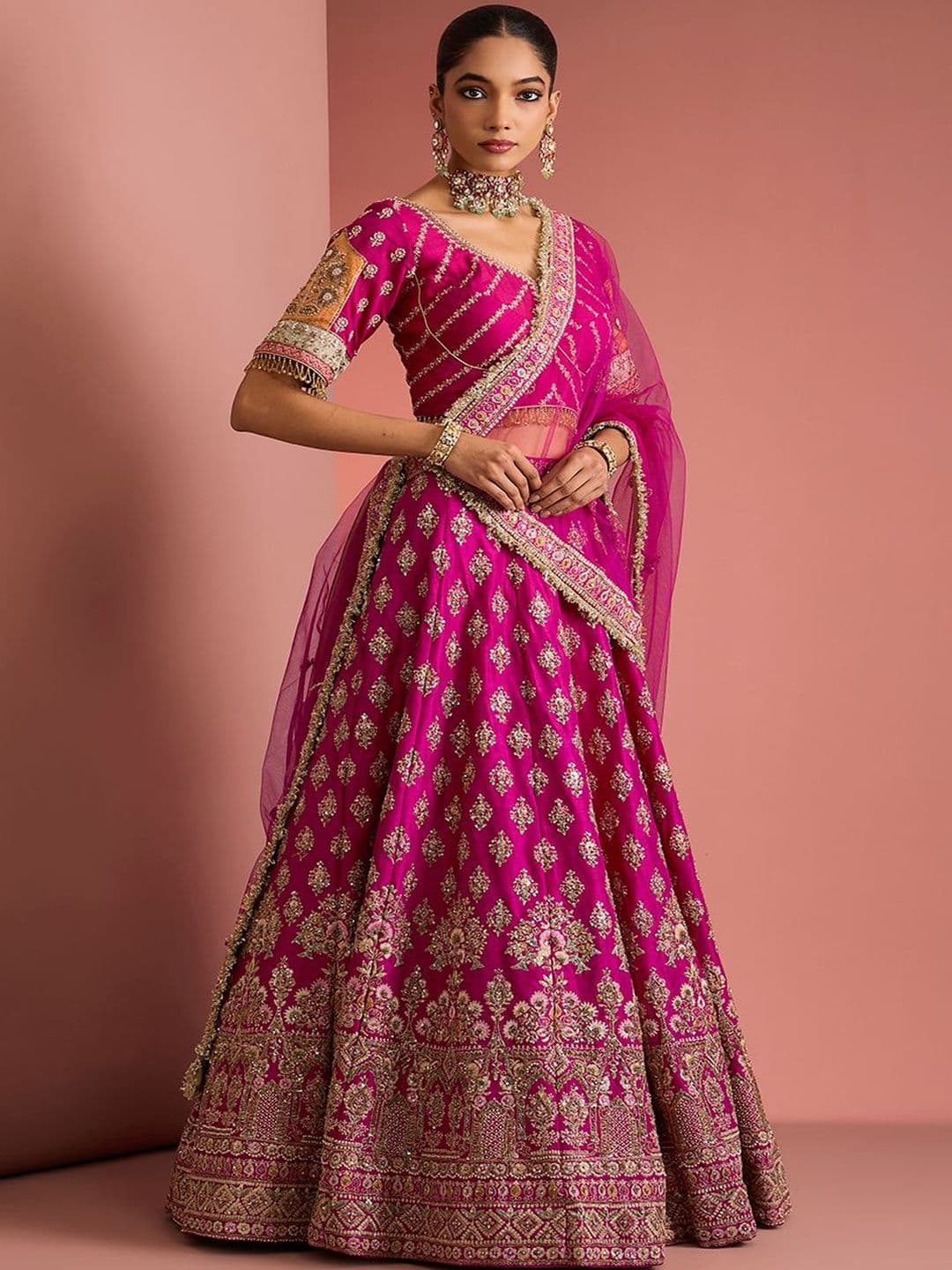 MILU MADAN Embroidered Semi-Stitched Lehenga & Blouse With Dupatta - view 1