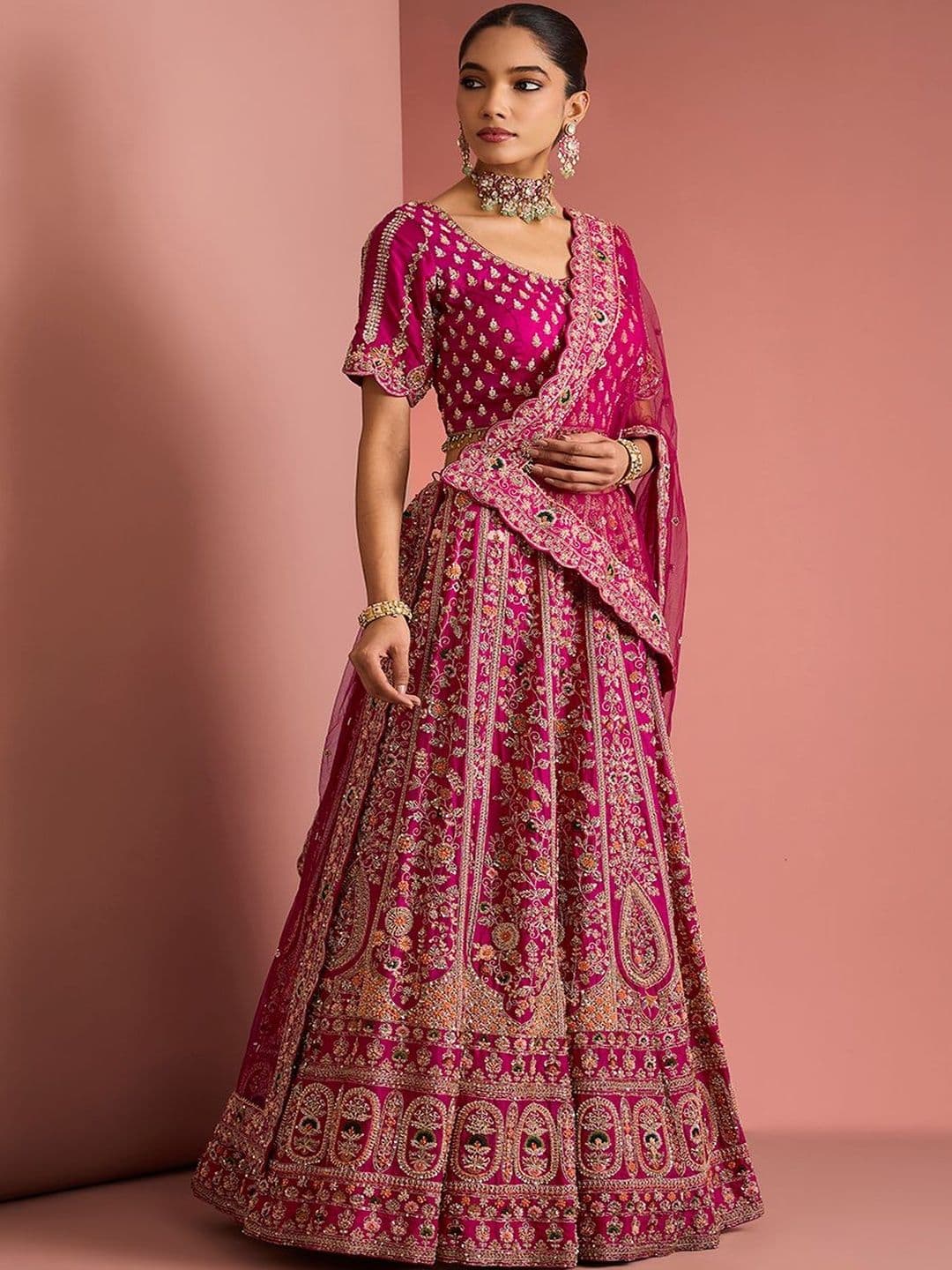 MILU MADAN Embellished Sequinned Semi-Stitched Lehenga & Blouse With Dupatta - view 1