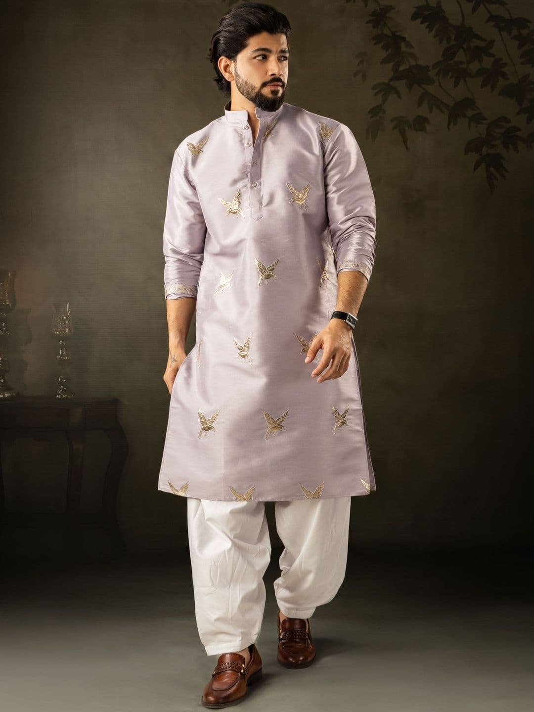 Rawayi Men Floral Patchwork Kurta - view 1