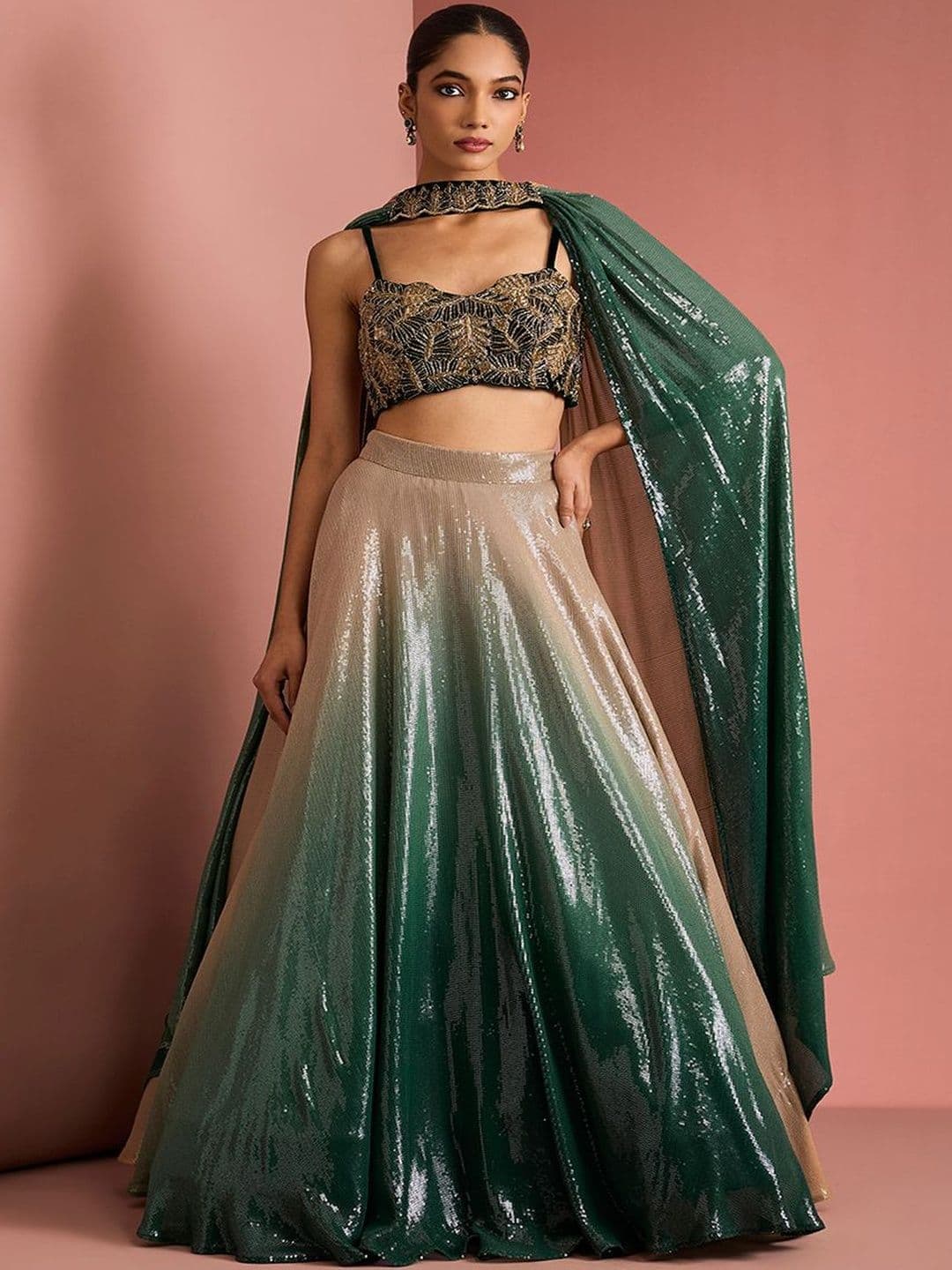 MILU MADAN Embroidered Sequinned Ready to Wear Lehenga & Blouse With Dupatta - view 1