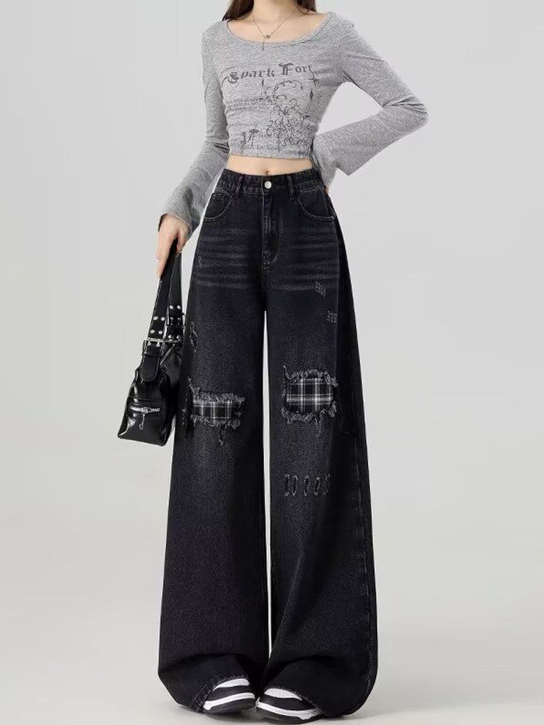 StyleCast x Revolte Women Flared Mid-Rise Mildly Distressed Light Fade Jeans - view 1