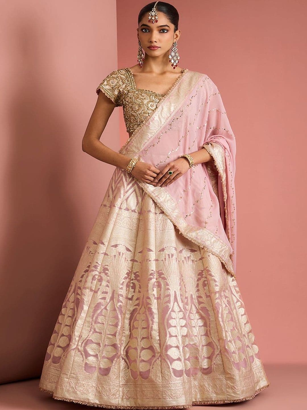 MILU MADAN Embellished Semi-Stitched Lehenga & Blouse With Dupatta - view 1