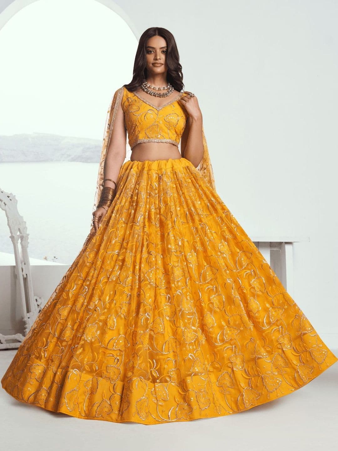 Ethniqlo Embroidered Semi-Stitched Lehenga & Unstitched Blouse With Dupatta - view 1