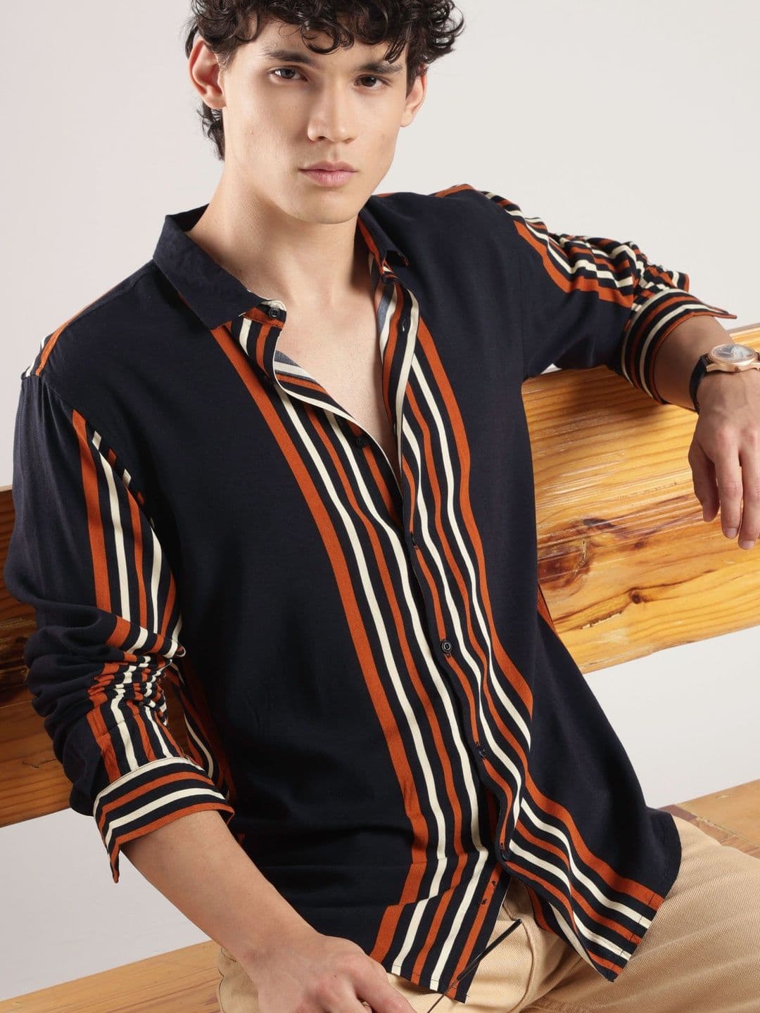 HERE&NOW Men Slim Fit Striped Casual Shirt - view 1