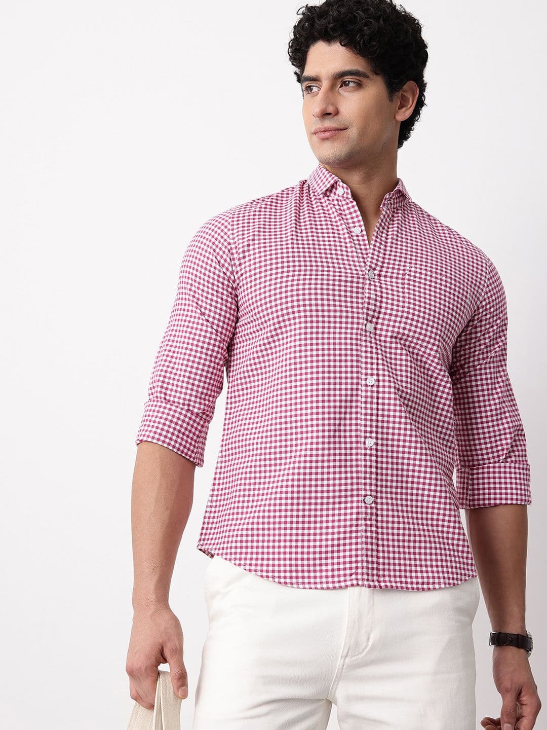 Mast & Harbour Micro Checked Pure Cotton Casual Shirt - view 1