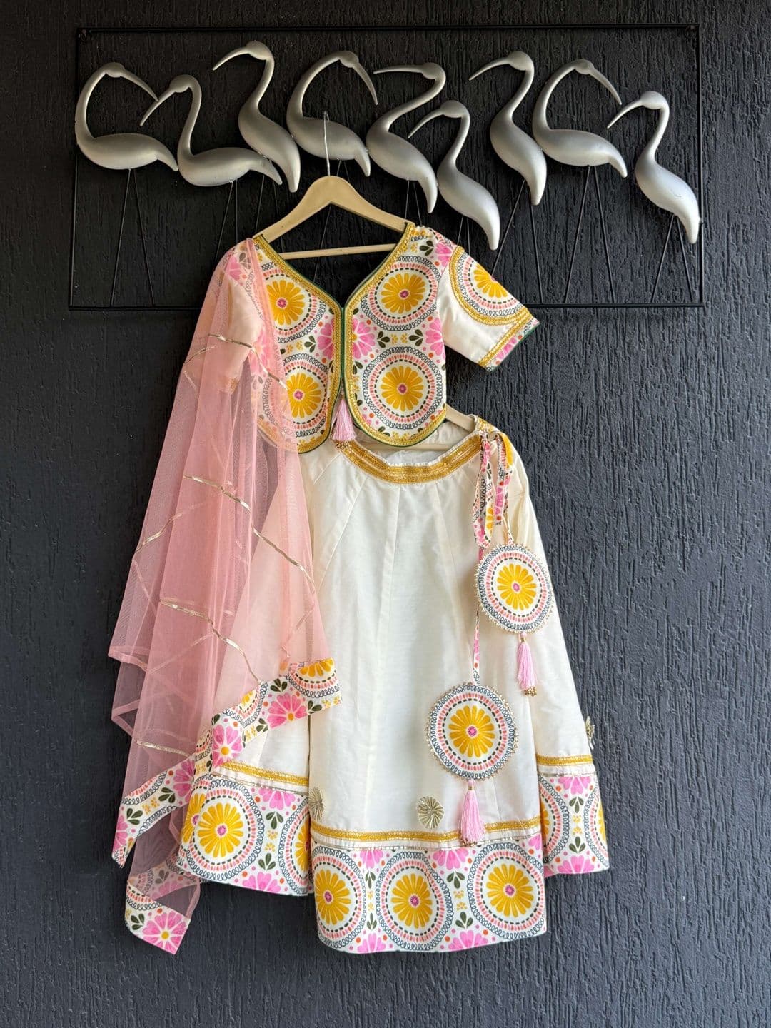 The Little Tales Girls Embroidered Thread Work Ready to Wear Lehenga & Blouse With Dupatta - view 1