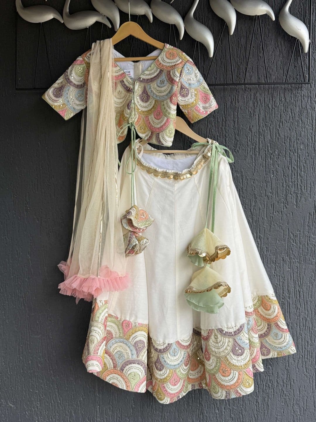 The Little Tales Girls Embellished Sequinned Ready to Wear Lehenga & Blouse With Dupatta - view 1
