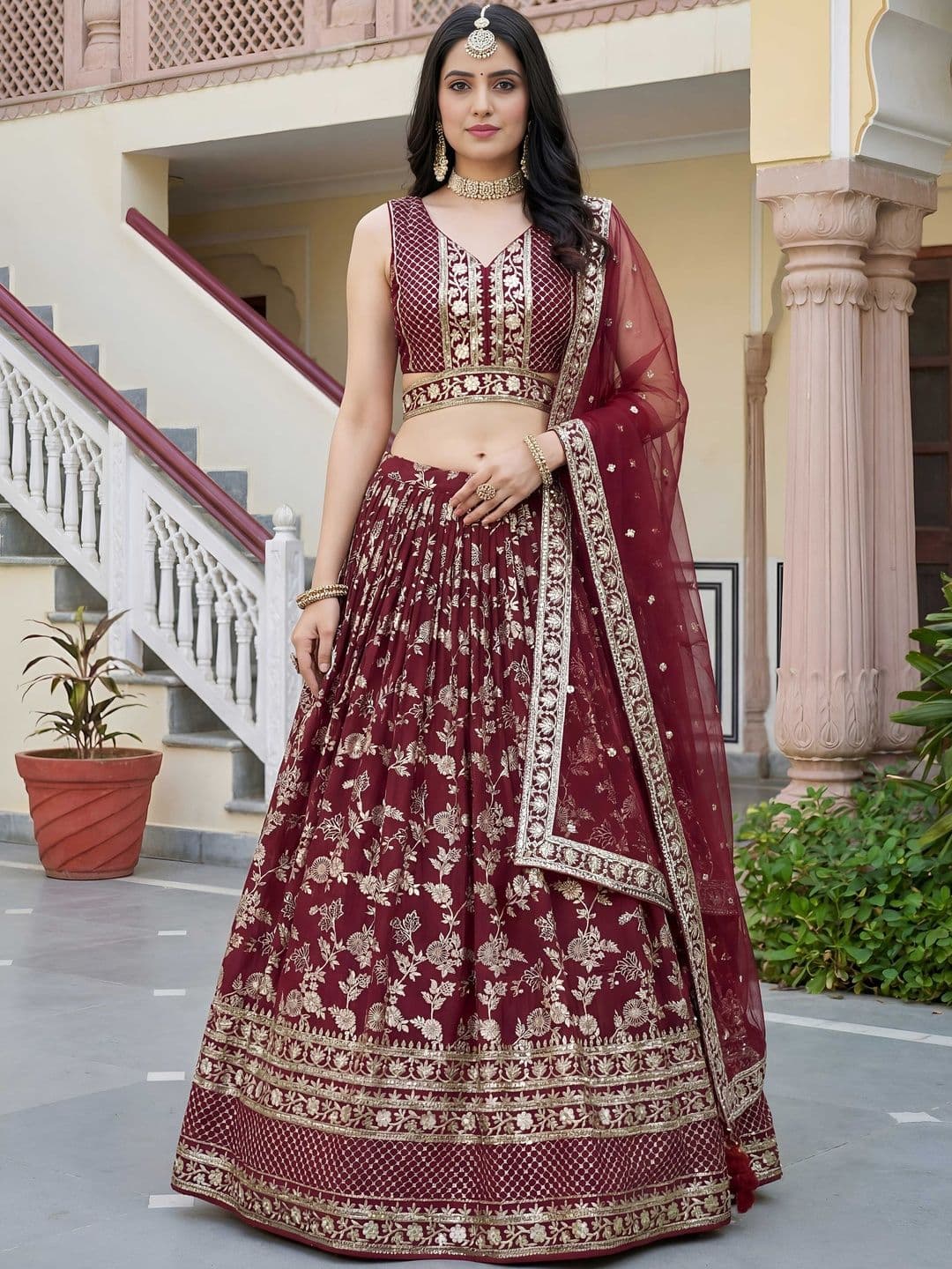 Zeel Clothing Embroidered Sequinned Semi-Stitched Lehenga & Blouse With Dupatta - view 1