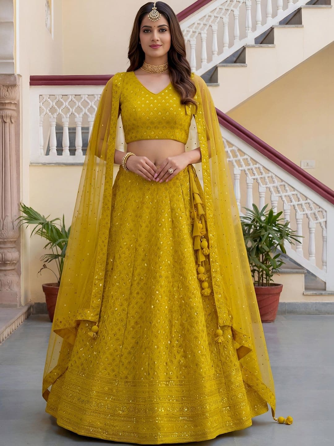 Zeel Clothing Embellished Sequinned Semi-Stitched Lehenga & Blouse With Dupatta - view 1