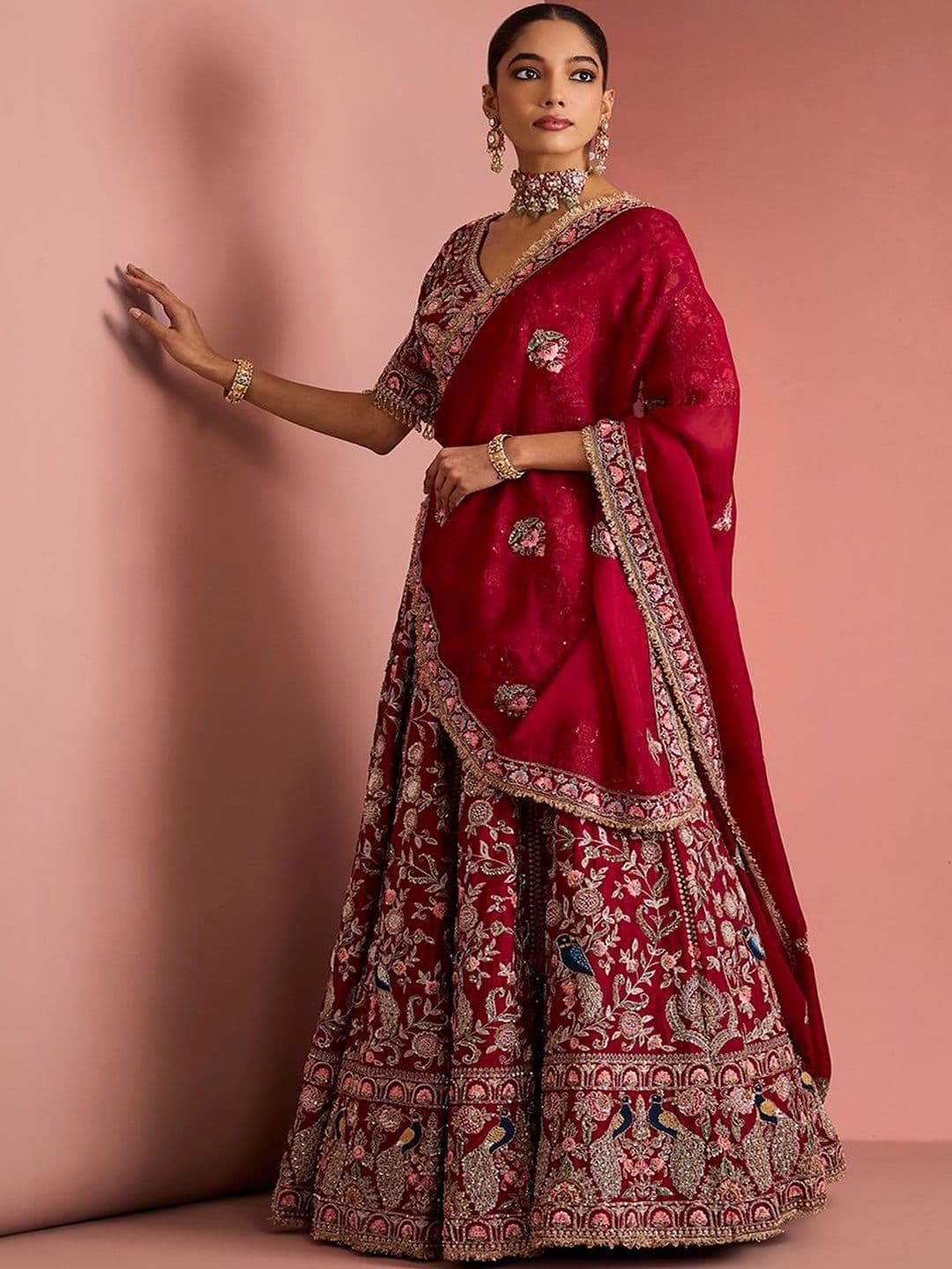 MILU MADAN Embroidered Thread Work Semi-Stitched Lehenga & Blouse With Dupatta - view 1