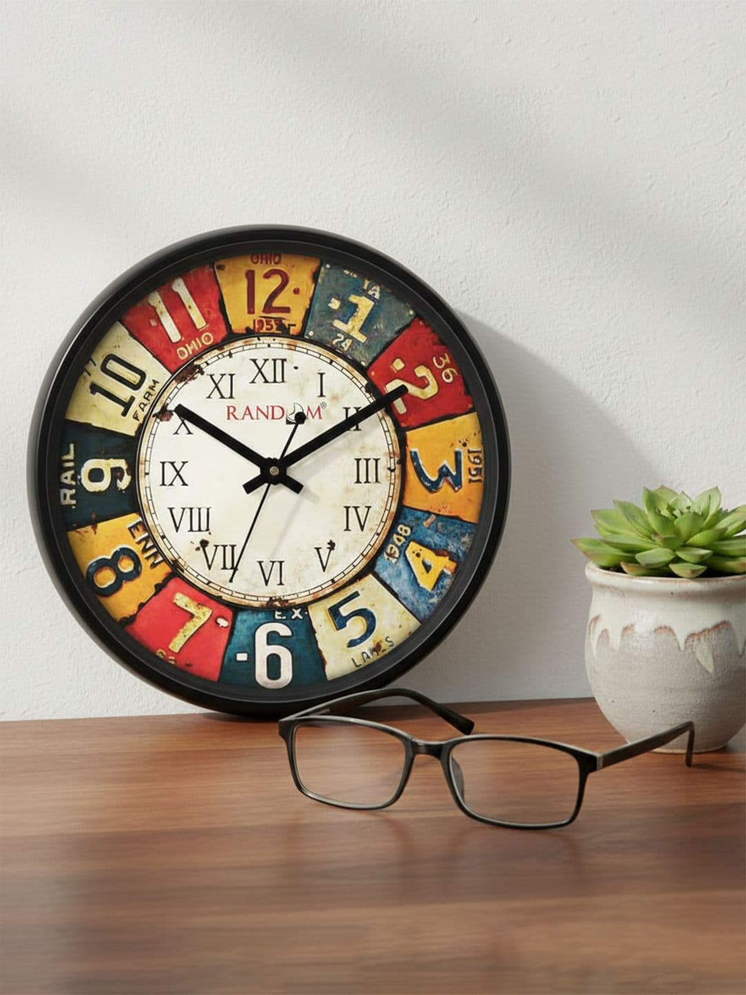RANDOM Multicoloured Round Printed Analogue Wall Clock 30 cm - view 1