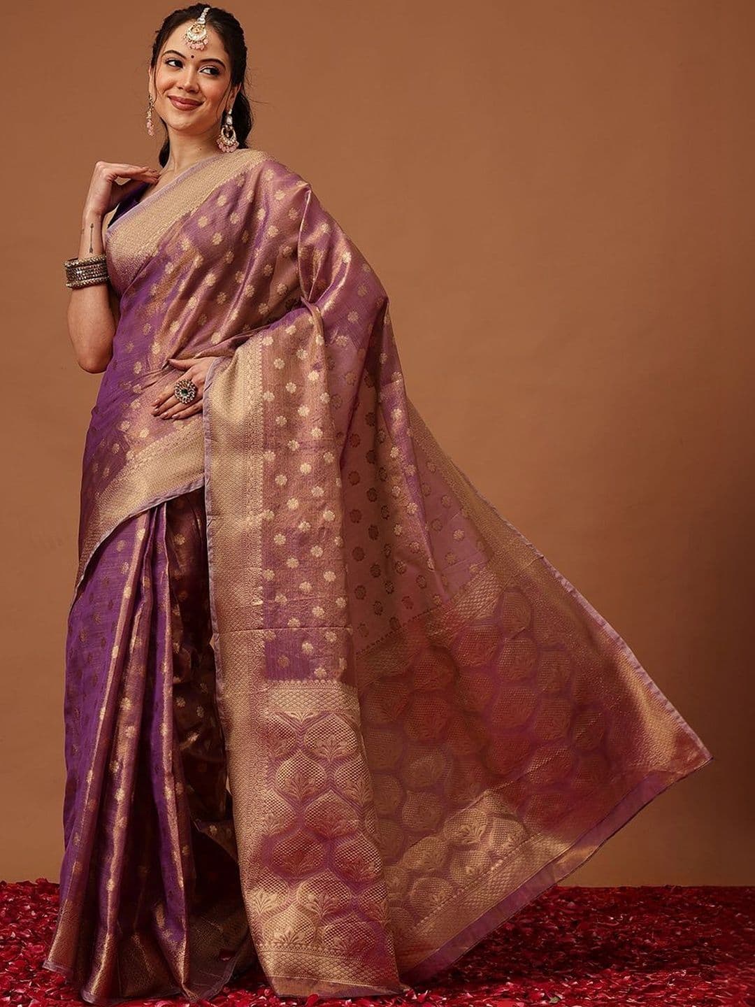 Silk Land Kanjivaram Tissue Silk Zari Woven Ready to Wear Saree - view 1