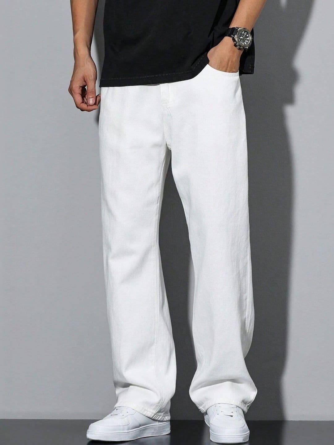 MARK VIEW Men Classic Wide Leg Mid-Rise Stretchable Jeans - view 1