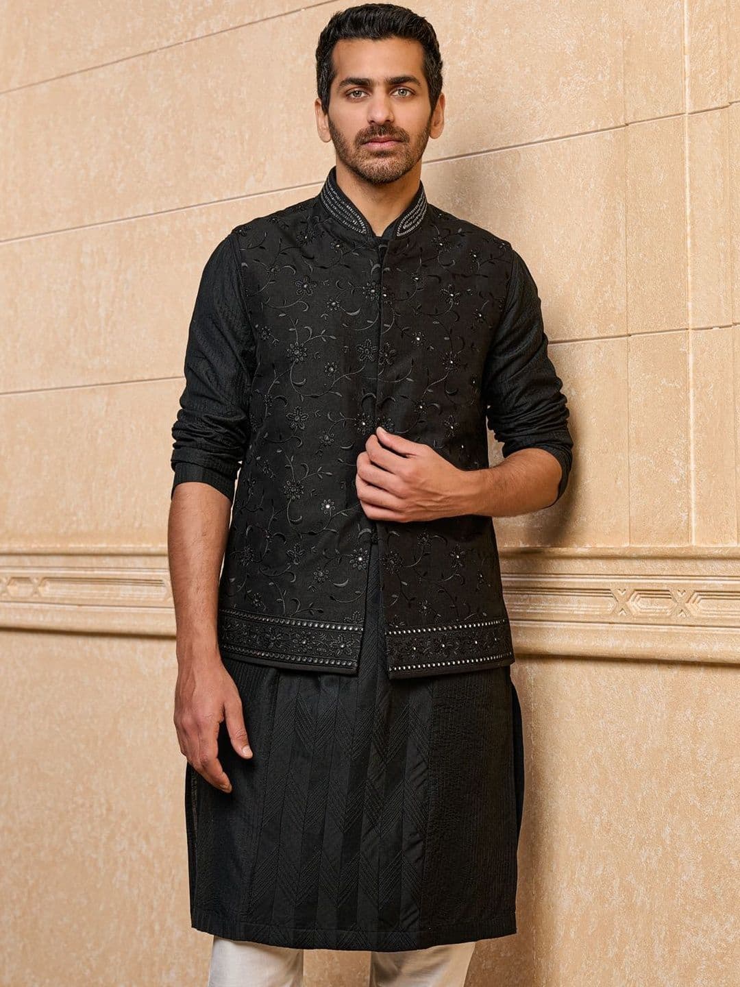 Tasva Embroidered Woven Nehru Jackets - view 1
