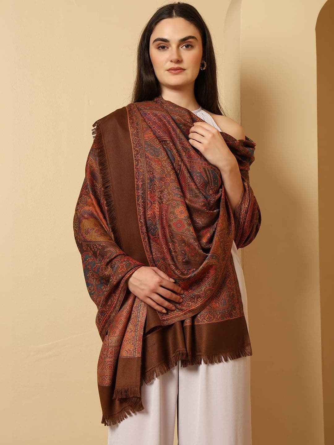 Tweedle Women Ethnic Motifs Woven Design Acrylic Shawl - view 1