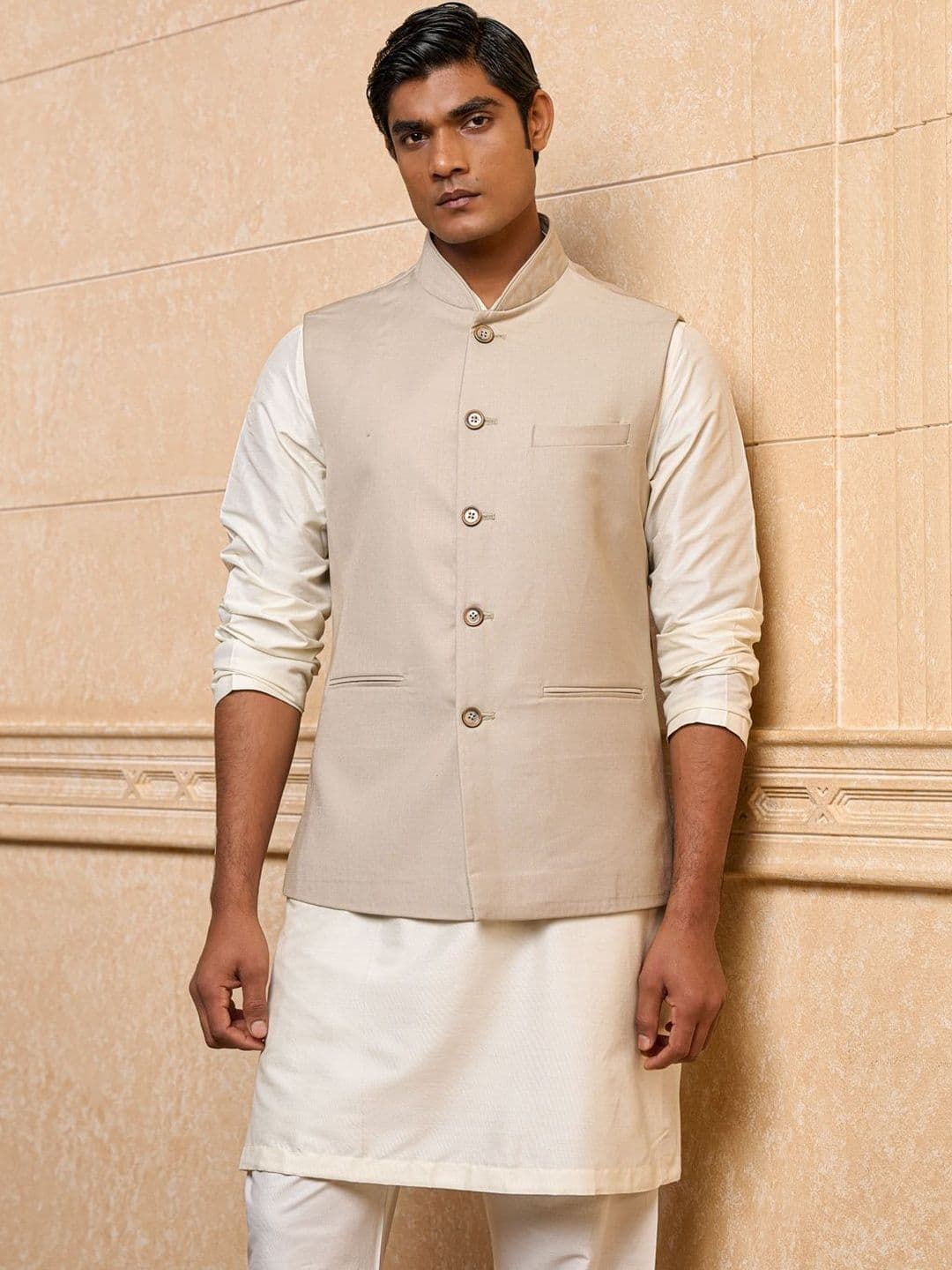Tasva Printed Woven Mandarin Collar Nehru Jackets - view 1