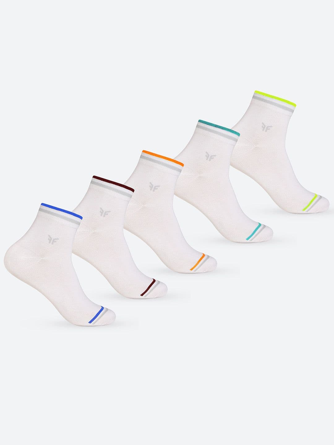 FOOTONS High-Ankle Polyester Anti-Bacteria & Rapid-Dry White Socks (Pack of 5) - view 1