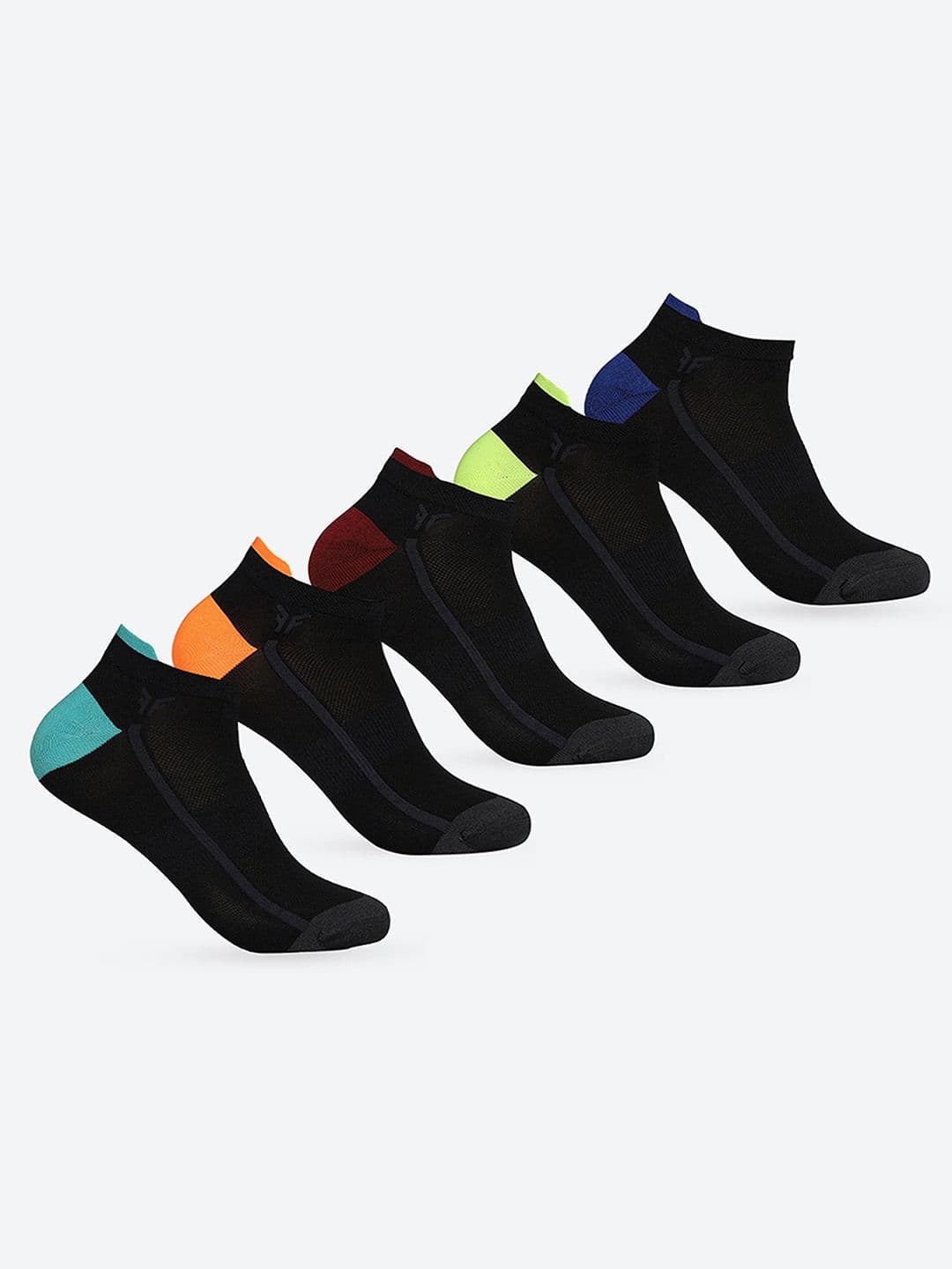 FOOTONS Low-Ankle Polyester Rapid-Dry & Comfort Fit Black Socks (Pack of 5) - view 1