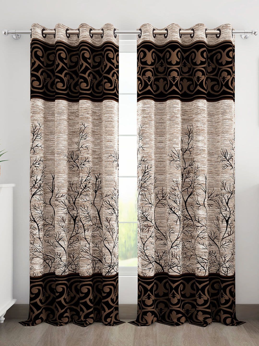 Story@home Brown & Grey Set of 2 Pieces Ethnic Motifs Door Curtain - view 1