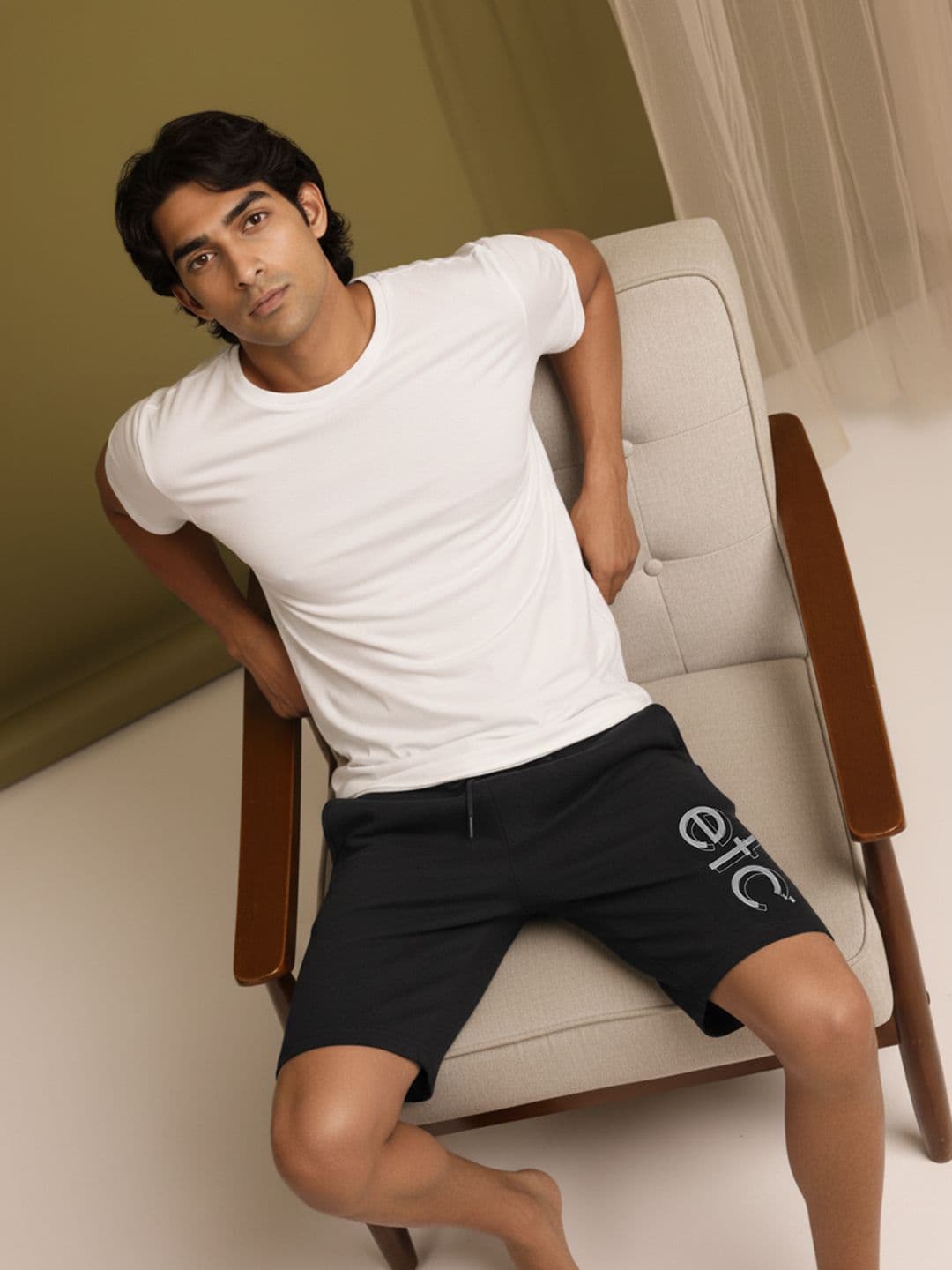 ETC X fwd Men Pure Cotton Brand Logo Printed Lounge Shorts - view 1