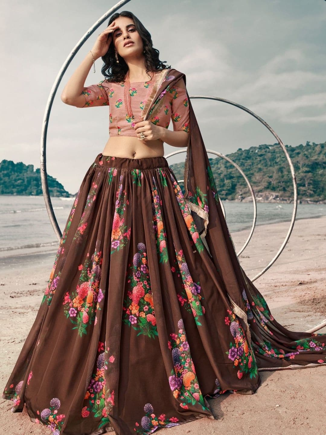 Fusionic Embroidered Semi-Stitched Lehenga & Blouse With Dupatta - view 1