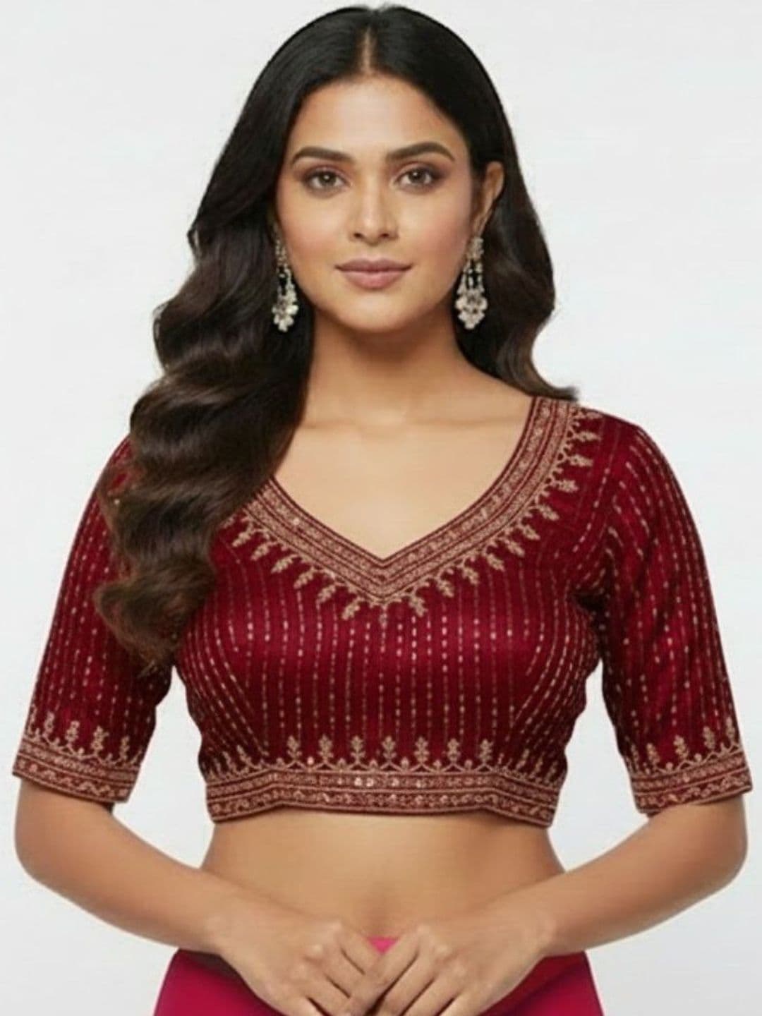 Mytrendzs Embroidered V-Neck Saree Blouse - view 1
