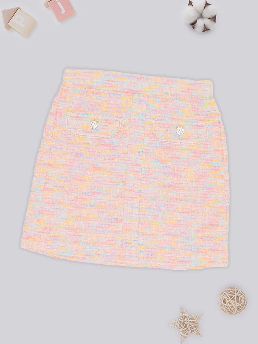 Pantaloons Junior Girls Self Design Cotton Flared Mini Skirts - view 1