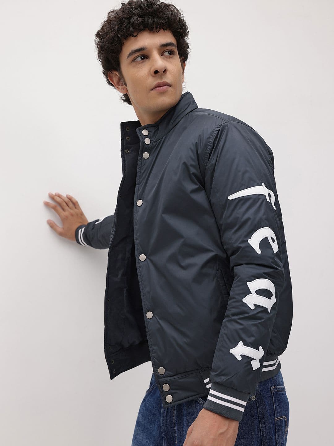 The Roadster Life Co. Typography Patchwork Detail Bomber Jacket - view 1