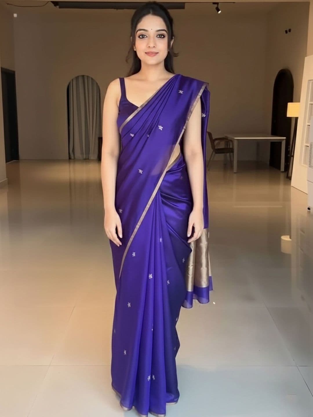 KALINI Embellished Embroidered Silk Blend Banarasi Saree - view 1