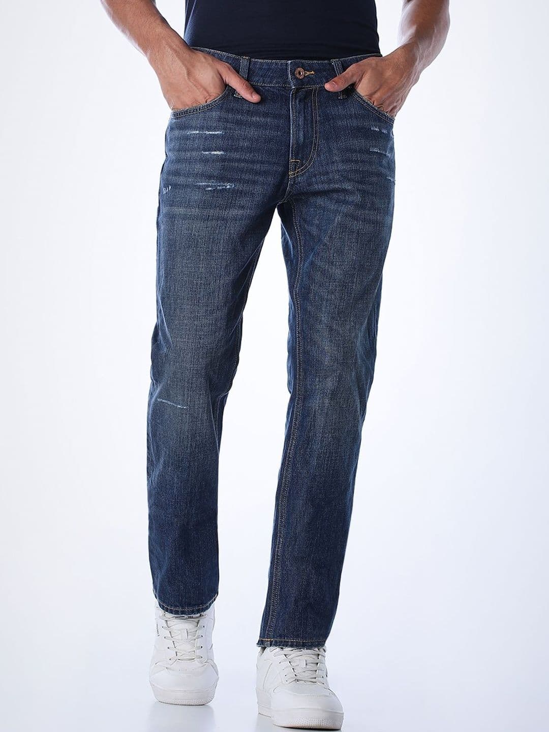 Jack & Jones Men Regular Fit Low-Rise Mildly Distressed Light Fade Jeans - view 1