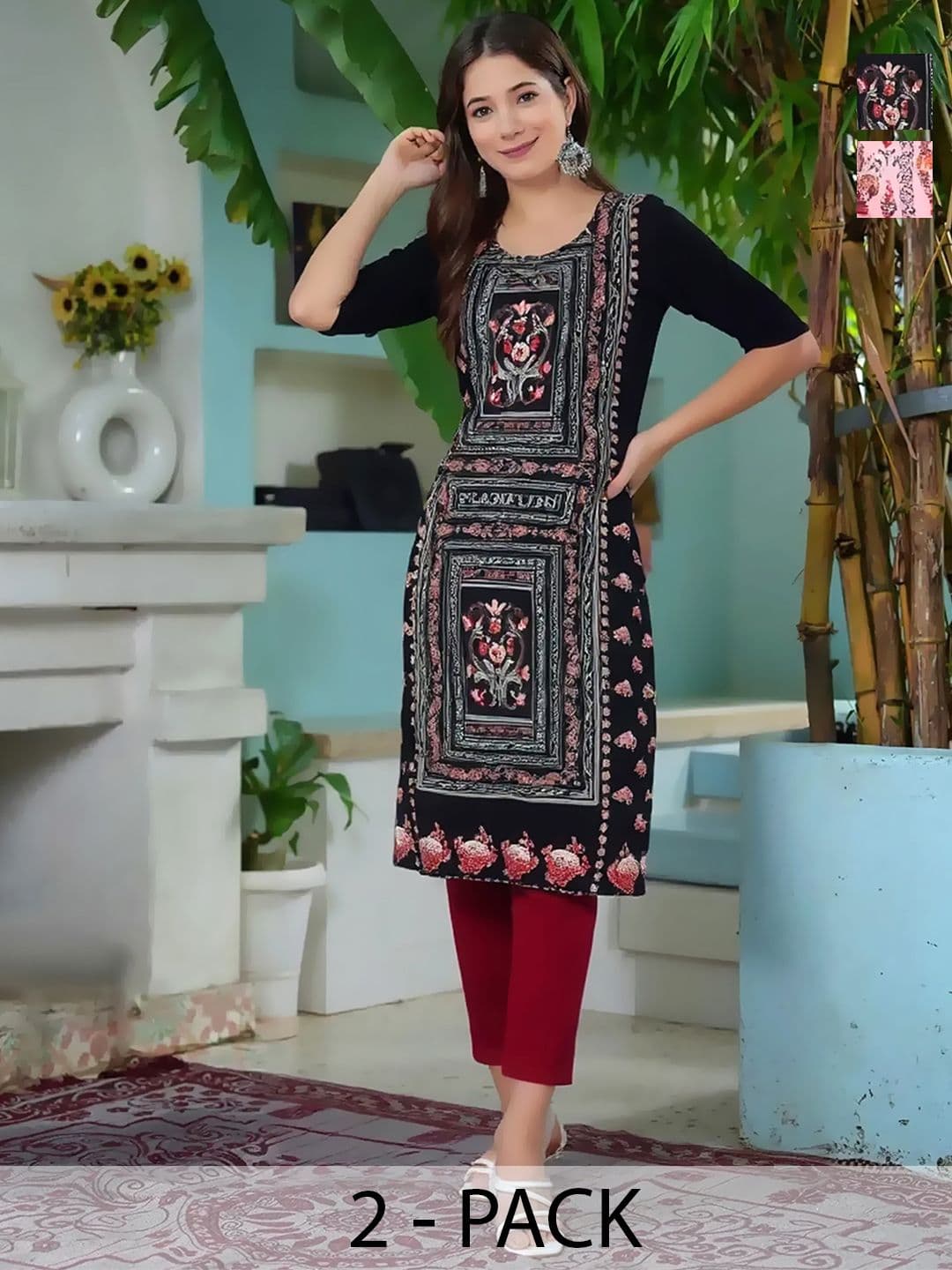 arangya Women Floral Printed Crepe Kurta - view 1