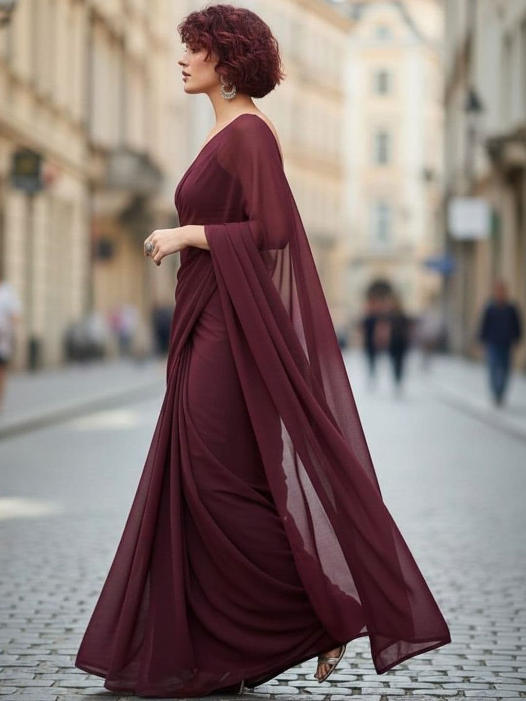 STYLE MODA Poly Georgette Designer Saree - view 1