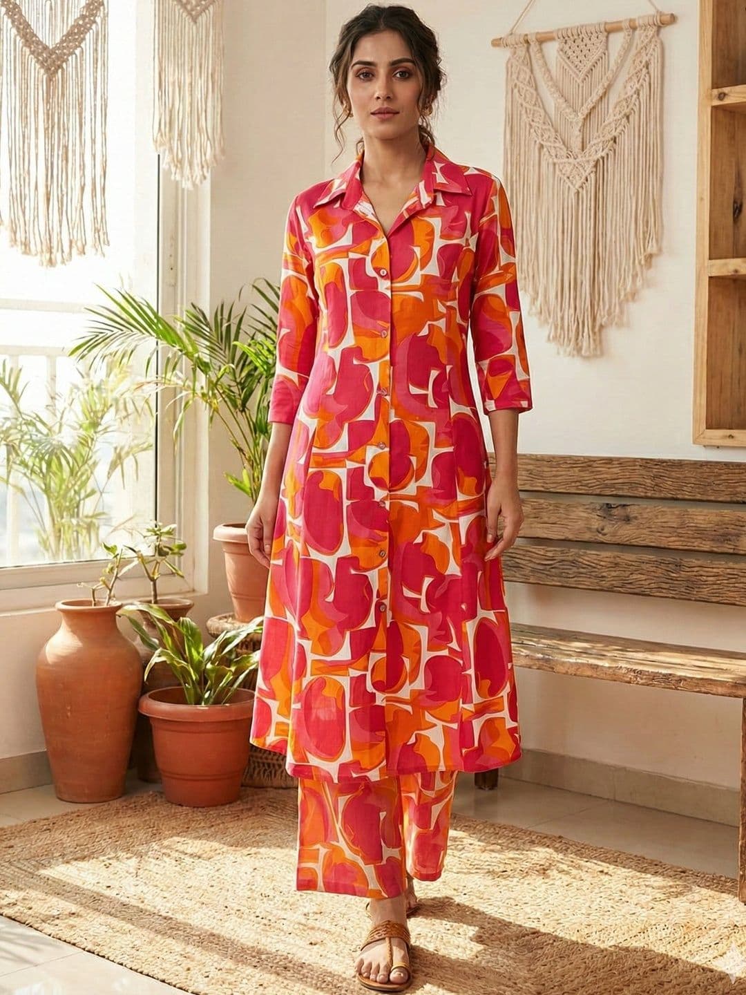 KALINI Women Printed Regular Kurta with Trousers - view 1