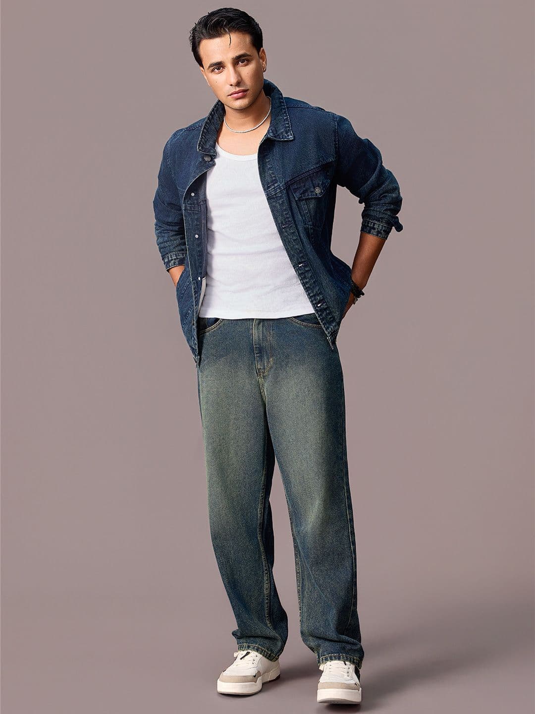 Urbano Fashion Men Blue Loose Baggy Fit Heavy Washed Non-Stretchable Jeans