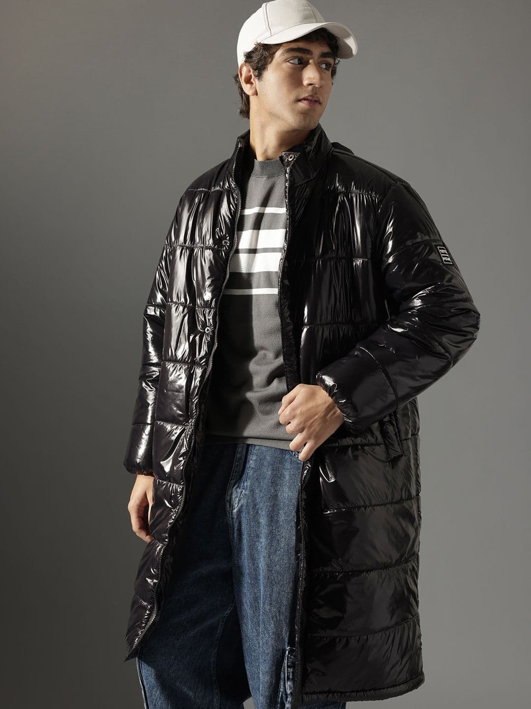 FCUK Stand Collar Longline Puffer Jacket - view 1