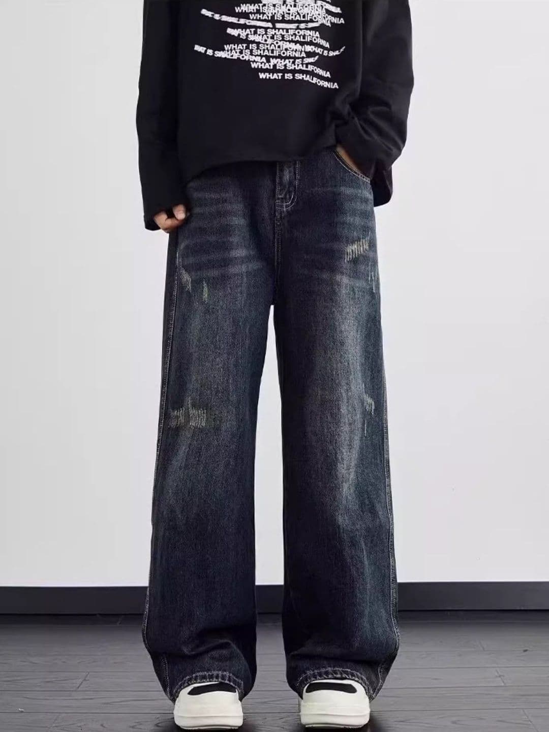 StyleCast x Revolte Men Wide Leg Mid-Rise Light Fade Jeans - view 1