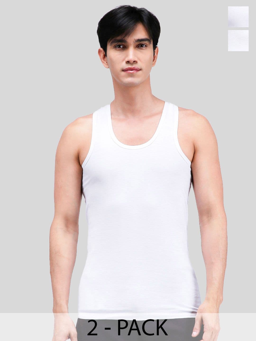 AMUL COMFY Pack Of 2 Pure Cotton Undershirt Innerwear Vests AC-PLVESTWHTRN-WHT-3XL-2PC