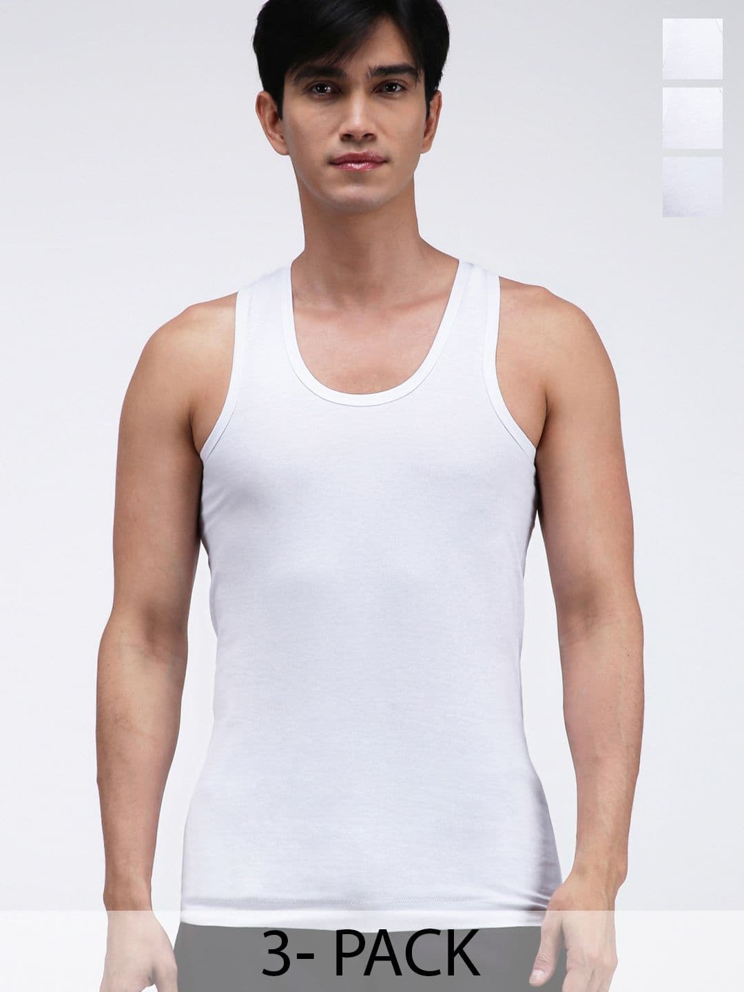 AMUL COMFY Pack Of 3 Pure Cotton Vests AC-PLVESTWHTRN-WHT-S-3PC