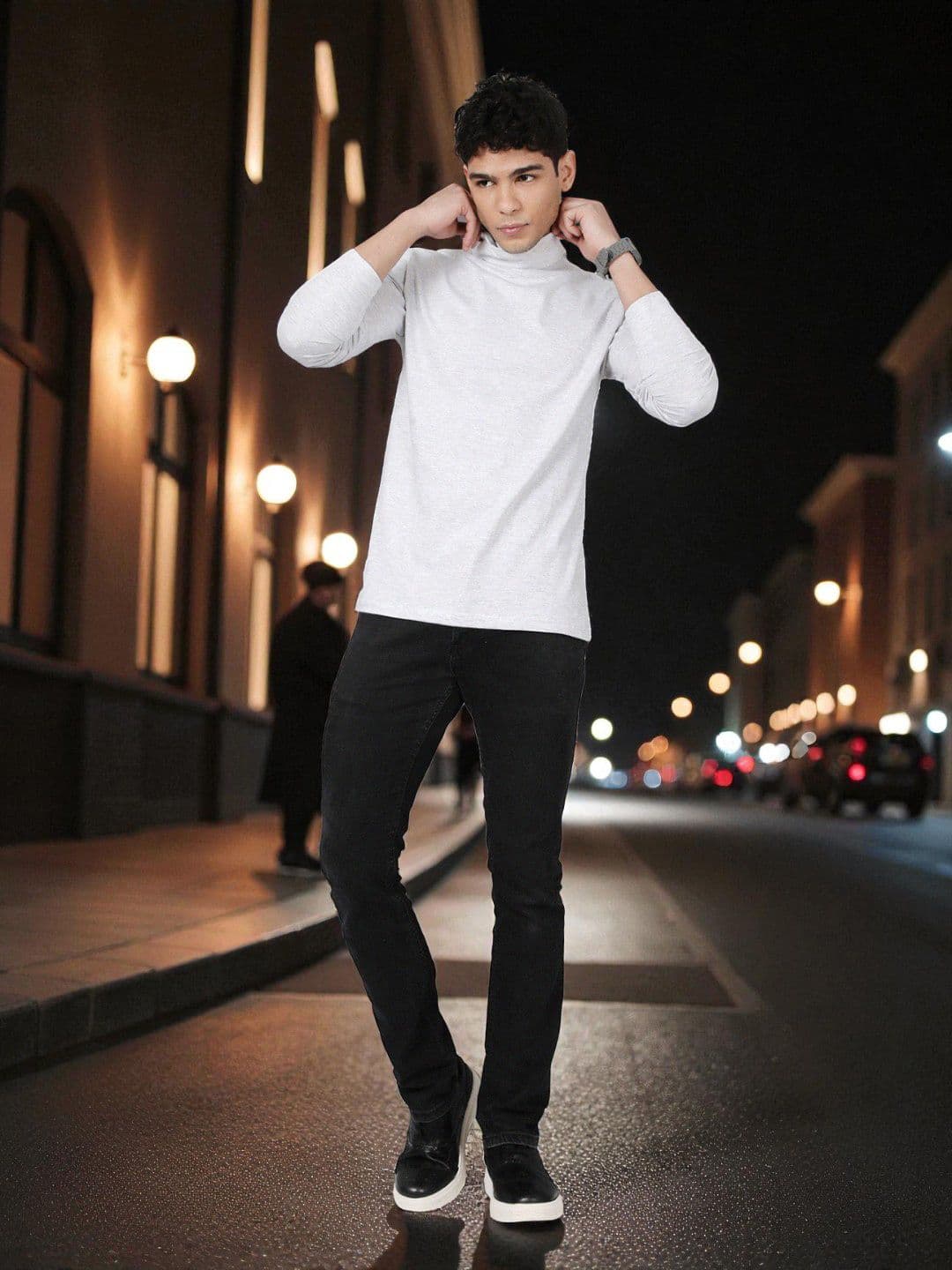 Kryptic Men Solid Turtle Neck Pure Cotton T-shirt - view 1