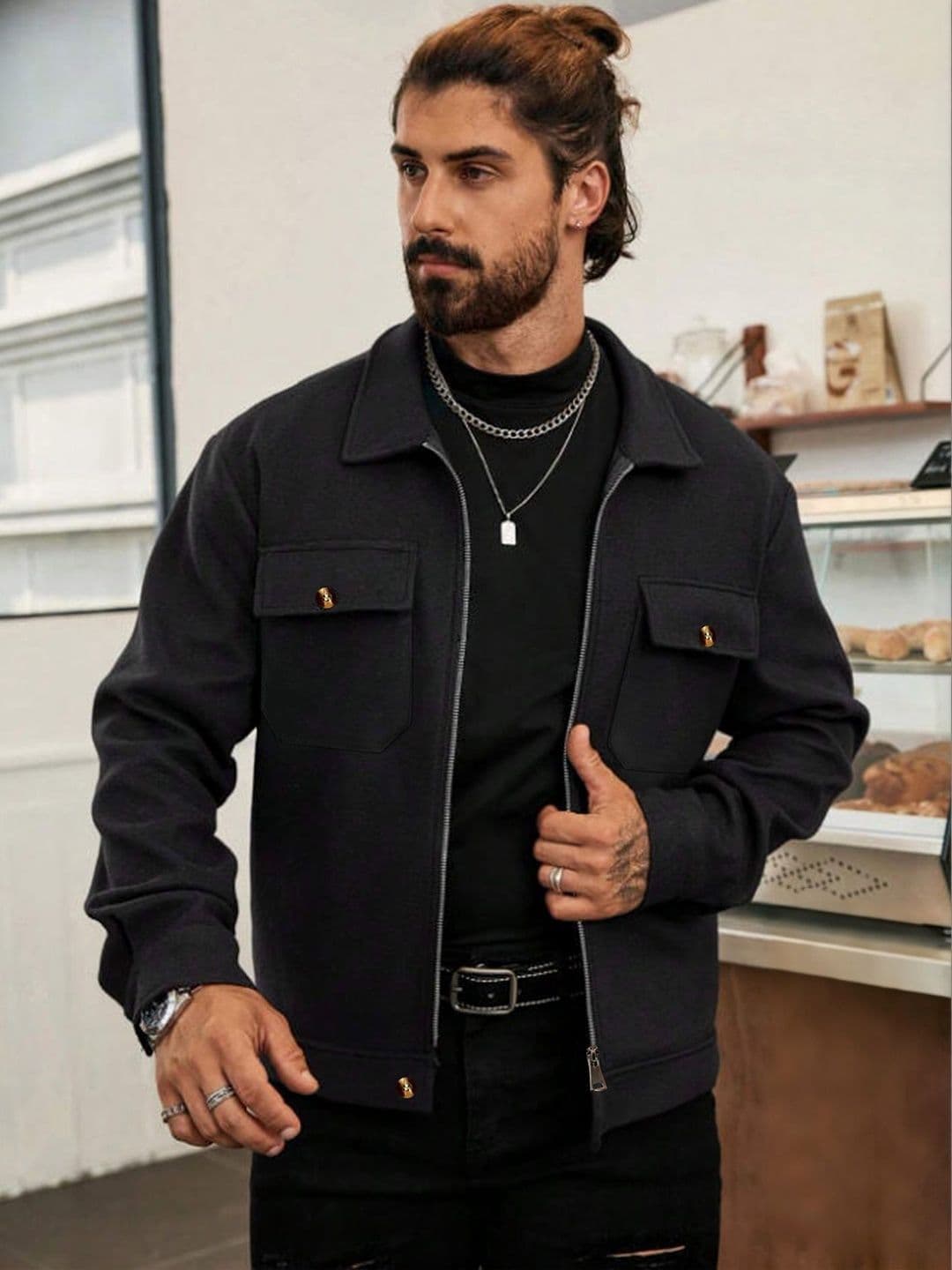 StyleCast x Revolte Men Outdoor Leather Jacket - view 1