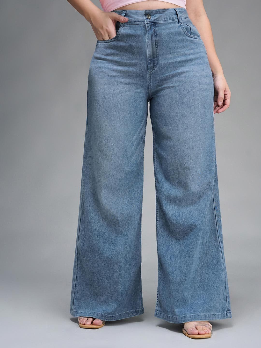 Miss Chase A+ Plus Size Women Wide Leg High-Rise Light Fade Stretchable Jeans - view 1